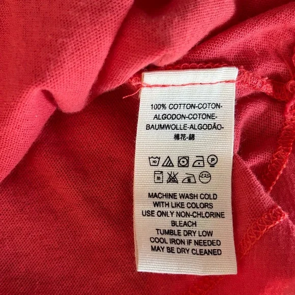 We The Free Heart of Mine Colorblock Peplum Top Henley Coral Salmon Cream Size S - Picture 7 of 9